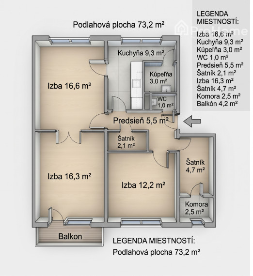 3-izbový byt s balkónom v Ružinove – Goláňova