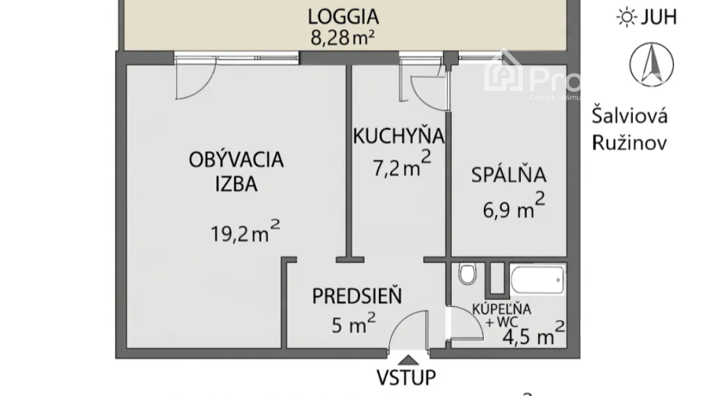 2-izbový byt | 52,2 m² | veľká loggia | Ružinov - Trávniky