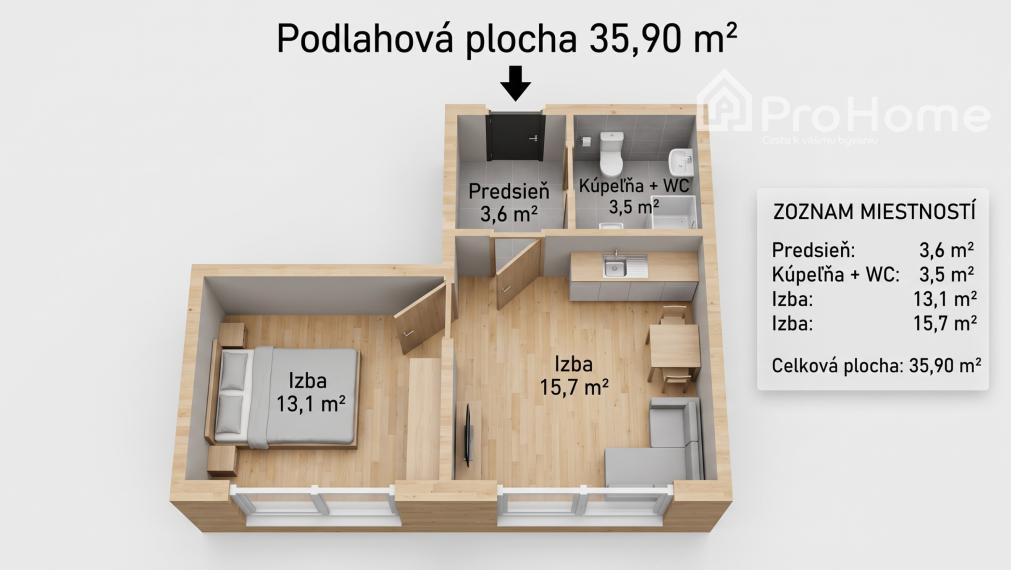 Moderná klimatizovaná dvojgarsónka – Osuského